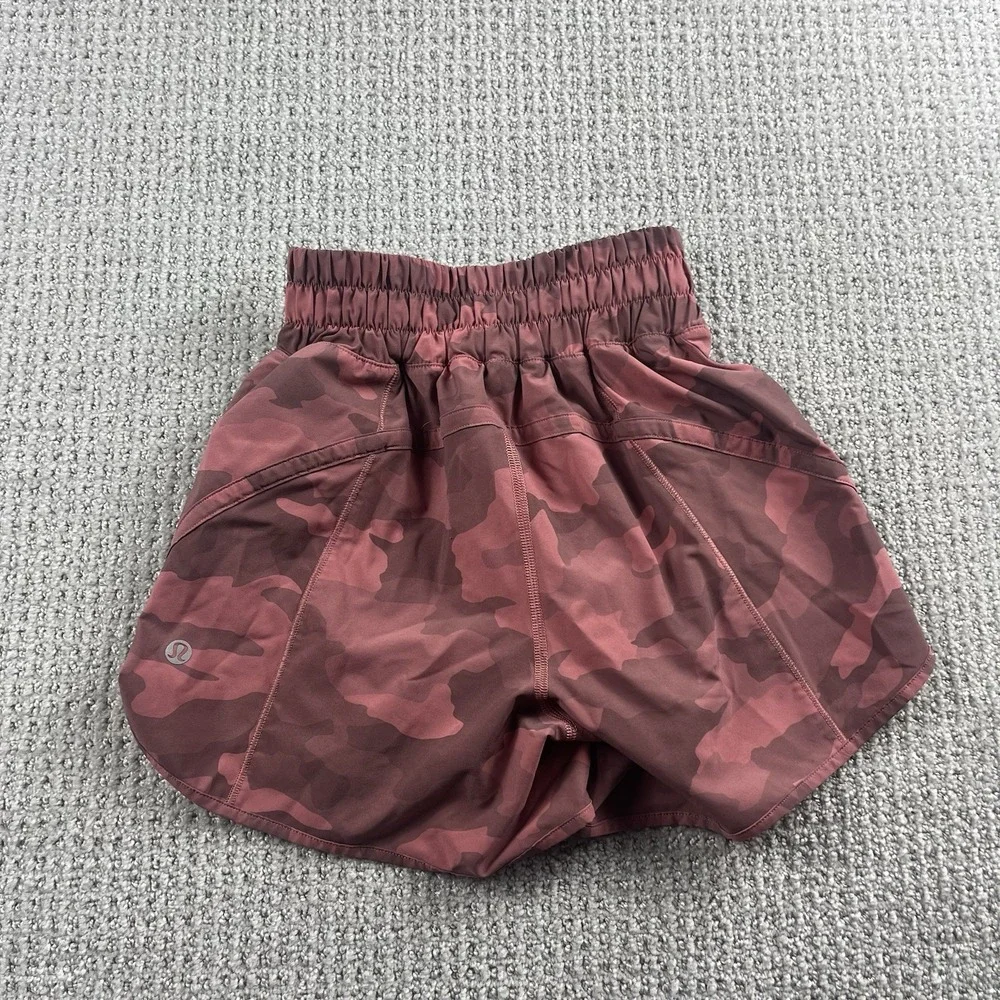 Lululemon Track That Mid Rise Lined Shorts Camo Brier Rose Multi Women's Size 0